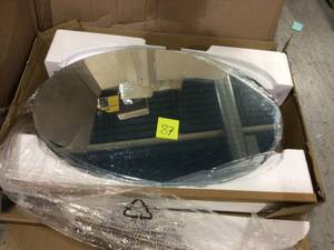 Pegasus 24 in. x 36 in. Recessed or Surface-Mount Oval Bathroom Medicine Cabinet with Oval Beveled Mirror Customer Returns See Pictures&nbsp