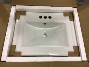 Swiss Madison 24 in. Ceramic Vanity Top with 3-Faucet Holes with White Basin Customer Returns See Pictures&nbsp