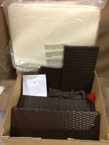 Palm Springs Brown Wicker Rattan Ottoman with Tan Cushion Customer Returns See Pictures&nbsp