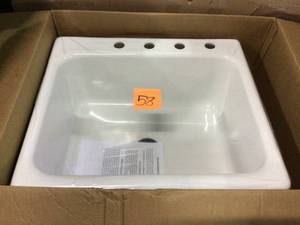 Glacier Bay Inverness Drop-In Acrylic 25 in. 4-Hole Single Bowl Kitchen Sink in White Customer Returns See Pictures&nbsp