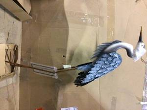 Regal Large Blue Heron Metal Garden Statuary - Looking Down&nbsp&nbspCustomer Returns See Pictures&nbsp