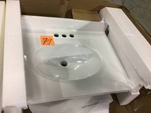 Design House 25 in. W x 19 in. D Cultured Marble Vanity Top in Solid White with Solid White Basin with 4 in. Faucet Centerset&nbsp&nbspCustomer Returns See Pictures&nbsp