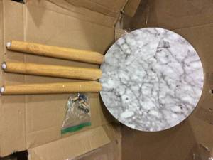 Nathan James Amalia White Marble Top with Light Brown Solid Wood Accent Table&nbsp&nbspCustomer Returns See Pictures&nbsp