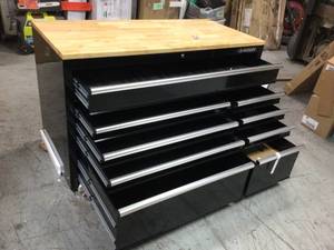 52 in. W 9-Drawer, Deep Tool Chest Mobile Workbench in Gloss Black by Husky