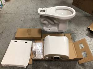 10 in. Rough-in 2-Piece 1.28 GPF High Efficiency Single Flush Round Front All-in-One Toilet in White, Seat Included by Glacier Bay