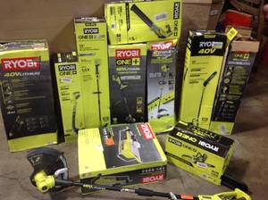 lot 4 image: Pallet with assorted Ryobi Outdoor Tools various models and conditions customer returns see pictures
