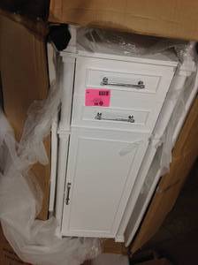 lot 14 image: Home Decorators Aberdeen 20-710 in. W x 60 in. H x 14-25 in. D Bathroom Linen Storage Cabinet in White see pictures