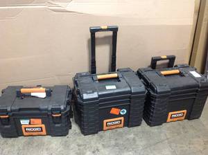 lot 17 image: Lot of assorted Ridgid Tool Boxes see pictures