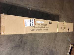 lot 23 image: Husky Heavy Duty 72 in. Adjustable Height Workbench in Black see pictures
