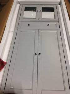 lot 32 image: Home Decorator Hampton Harbor 25 in. W 4-Door Tall Cabinet in Dove Grey see pictures