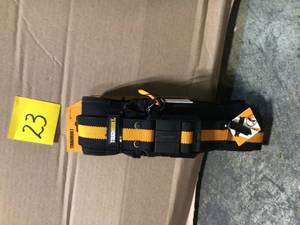 lot 23 image: Toughbuilt 5.75 in. 0-Compartment Padded Belt Heavy Duty Buckle Back Support, Black see pictures New