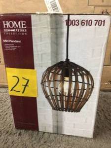 lot 27 image: Home Decorators 1- Light Bamboo Shade Mini Pendant see pictures