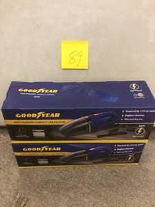 lot 89 image: Lot of 2 Good Year High Powered Compact Car Vacuum see pictures