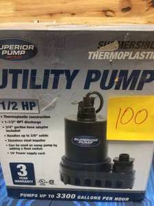 lot 100 image: Superior Pump Utility Pump  Customer Returns See Pictures