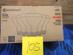 lot 105 image: 65-Watt Equivalent BR30 Dimmable LED Light Bulb Soft White (6-Pack) by EcoSmart