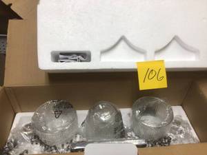 lot 106 image: Lucky Collection 24 in. 3-Light Polished Chrome Bathroom Vanity Light with Glass Shades by Progress Lighting