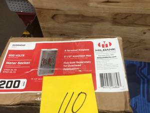 lot 110 image: 200 Amp 4 Terminal Ringless Overhead Meter Socket by Milbank