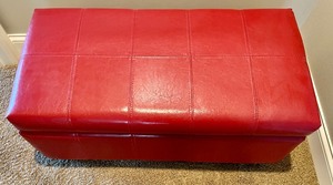 lot 16 image: Red Pleather Ottoman