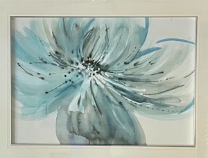 lot 17 image: Framed Beautiful Blue Floral Print