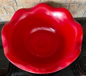 lot 104 image: Radiant Red Wooden Bowl