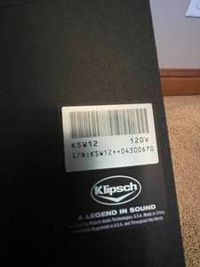 lot 74 image: Klipsch SubWoofer