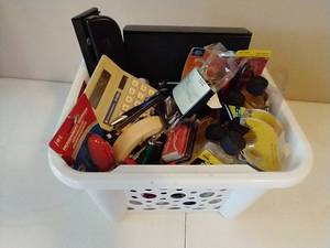 Tote of Office Supplies