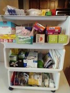 Rolling Cart Full of Kitchen Supplies