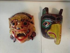 2 Asian Wooden Masks