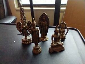 5 Small Metal Buddha Statues