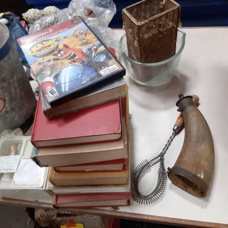 Variety of Books, Holiday Decor, La...
