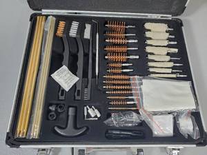 lot 8 image: Winchester 62 Piece Universal Gun Cleaning Kit in Metal Case