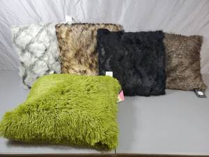 lot 51 image: 5 New Furry  Fuzzy Pillows