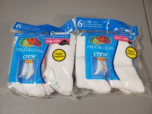 lot 69 image: 12 New Pair of Fruit of The Loom Womens Crew Socks