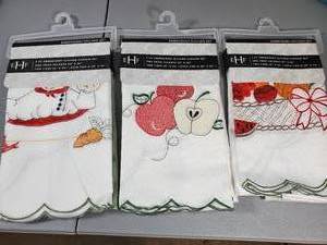 lot 91 image: 3 New 3 Piece Embroidery Kitchen Curtain Sets