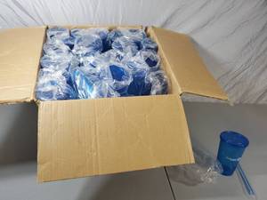lot 118 image: Large Box FULL of New Promo Tumblers and Reusable Straws