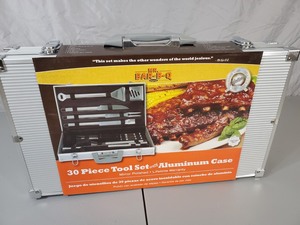lot 41 image: New 30 Piece BBQ Tool Set with Aluminum Case