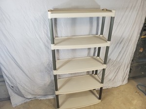 lot 25 image: 5 Tier Plano Plastic Utility Shelf
