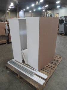 lot 329 image: WHOLESALE MIXED PALLET OF WHITE SHELVING UNIT