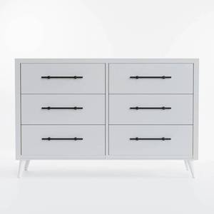 lot 206 image: Brookside Emery 6-Drawer White Dresser (36 in. H x 55 in. W x 16 in. D) - OPEN CARTON - MAY BE MISSING PARTSHARDWARE.