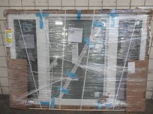 lot 505 image: Andersen White Vinyl Double Casement Window With Fixed Center Window, With Screens, 80 12 x 56 12 x 3 14