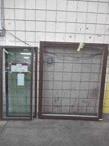 lot 510 image: Simonton Disassembled Sliding Window, With Screen, White Vinyl InteriorDark Brown Exterior, 53 34 x 64 x 2 58.