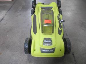 lot 57 image: Ryobi 20 in. 40-Volt Brushless Lithium-Ion Cordless Battery Walk Behind Push Lawn Mower RY401011BTLVNM