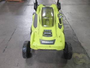 lot 58 image: Ryobi 20 in. 40-Volt Brushless Lithium-Ion Cordless Battery Walk Behind Push Lawn Mower RY401011BTLVNM