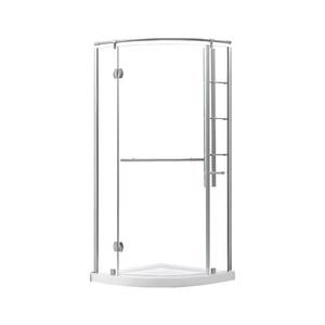 lot 115 image: Glacier Bay Glamour 32 in. x 73.90 in. Semi-Frameless Corner Hinged Shower Door, GBSH119.