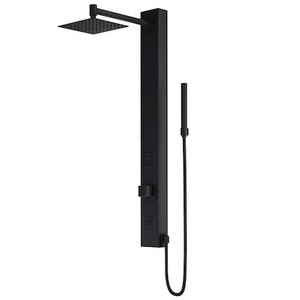 lot 231 image: VIGO 39-in Orchid Matte Black Retro-Fit 2-Spray Massage Jet Shower Panel System VG08014MB.