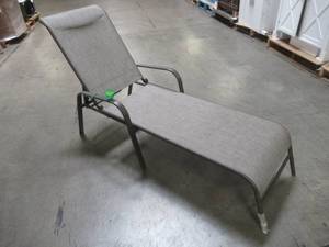 lot 123 image: Hampton Bay Mix and Match Steel Stackable Sling Outdoor Chaise Lounge in Riverbed Taupe with Headrest, FLS00207-RVB