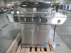 lot 216 image: Nexgrill Propane Gas Grill in Stainless Steel with Side Burner, 720-0830H - Missing All Burners and Flame Tamers.