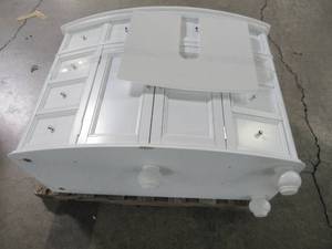 lot 217 image: Home Decorators Collection Hampton Harbor 45 in. W x 22 in. D Bath Vanity in White with Natural Marble Vanity Top in White Natural, BF-23148-WH - Broken Bun Feet.