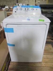lot 226 image: GE 7.2 cu. ft. 240-Volt White Electric Vented Dryer (White), GTD42EASJWW. Dented and Untested.