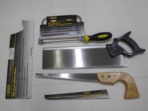 lot 323 image: Steel Grip Saw 3-Pack - 14 In Mitre Saw, 6-12 In Coping Saw, and 12 In Compass Saw - New
